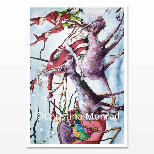 A5 julekort med motiv malet af Christina Monrad