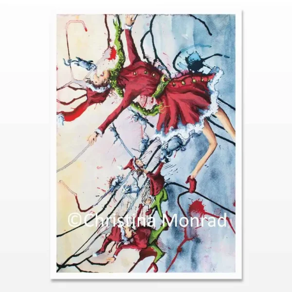 A5 julekort med motiv malet af Christina Monrad