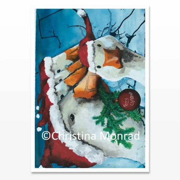 A5 julekort med motiv malet af Christina Monrad