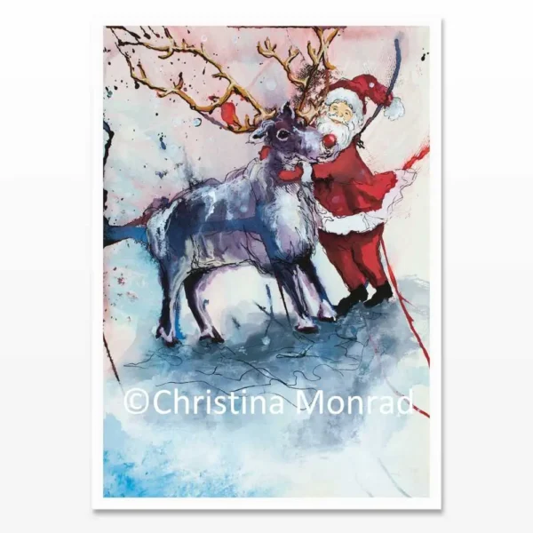 A5 julekort med motiv malet af Christina Monrad