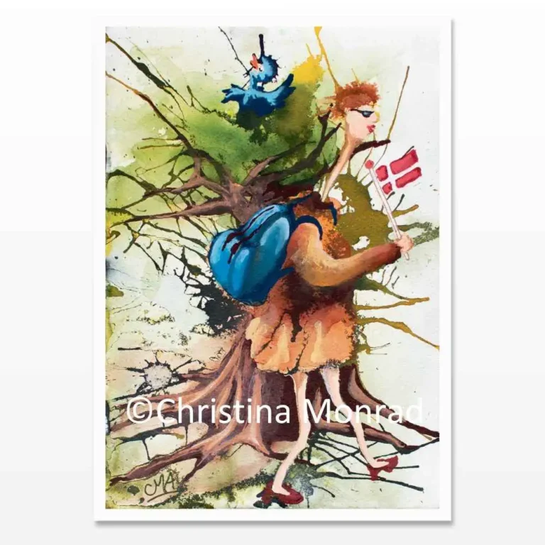 A5 lykønskningskort med motiv malet af Christina Monrad