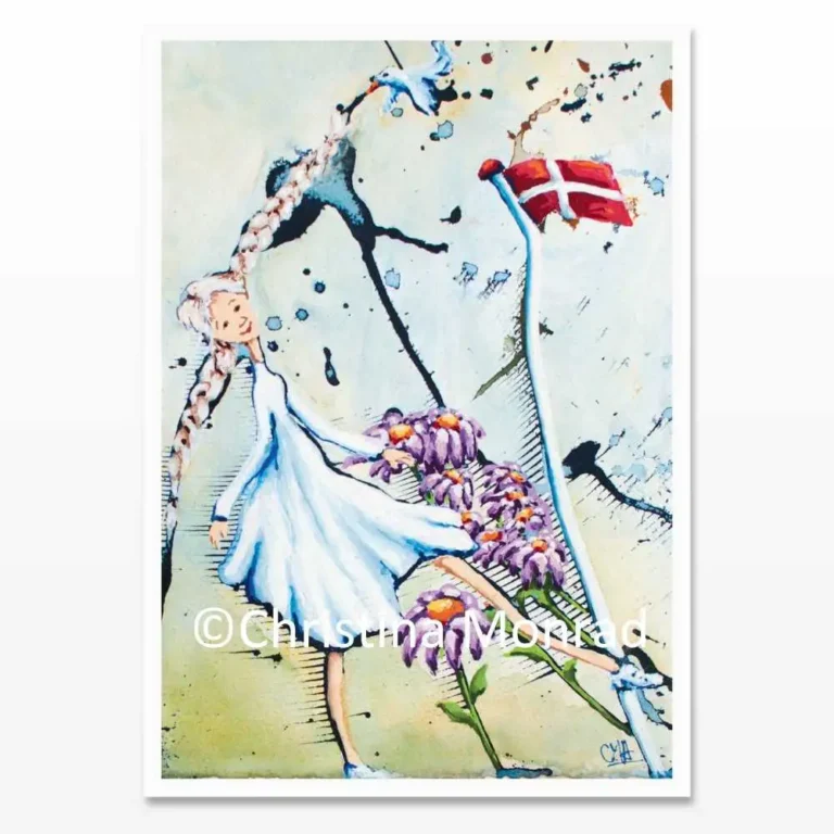 A5 lykønskningskort med motiv malet af Christina Monrad