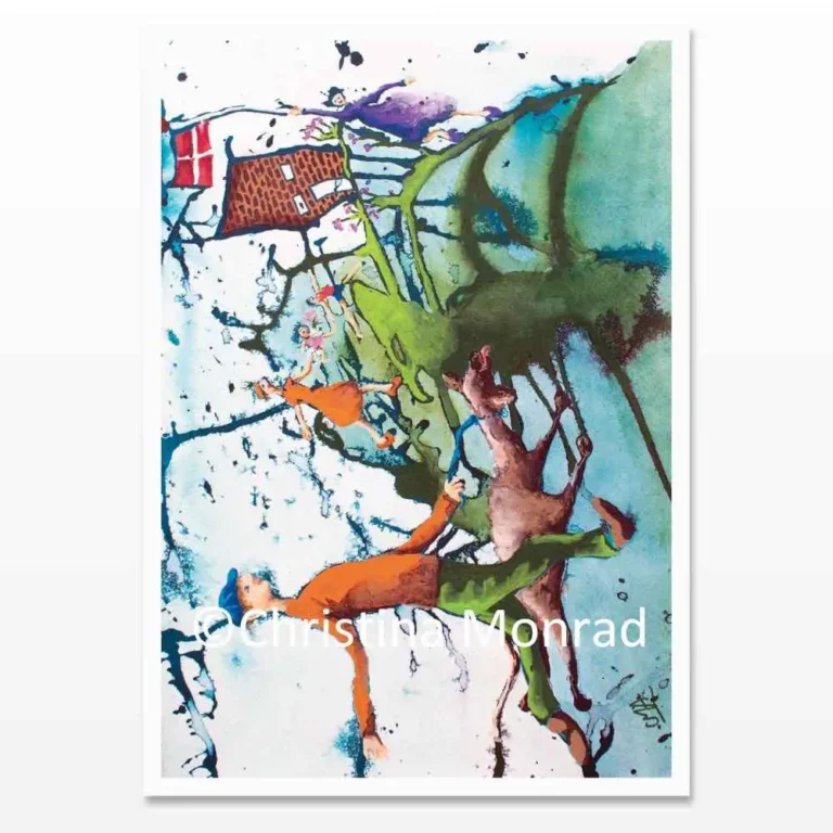 A5 lykønskningskort med motiv malet af Christina Monrad