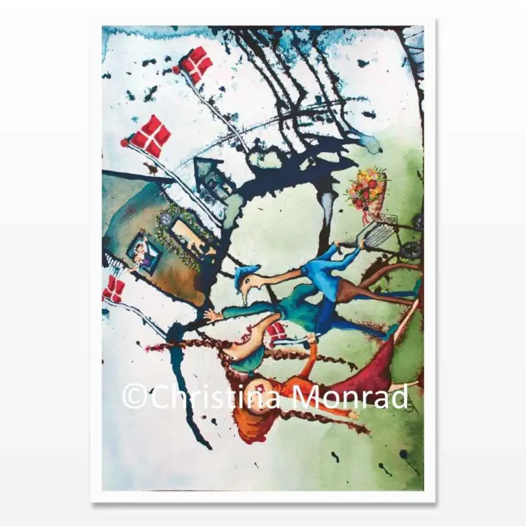 A5 lykønskningskort med motiv malet af Christina Monrad