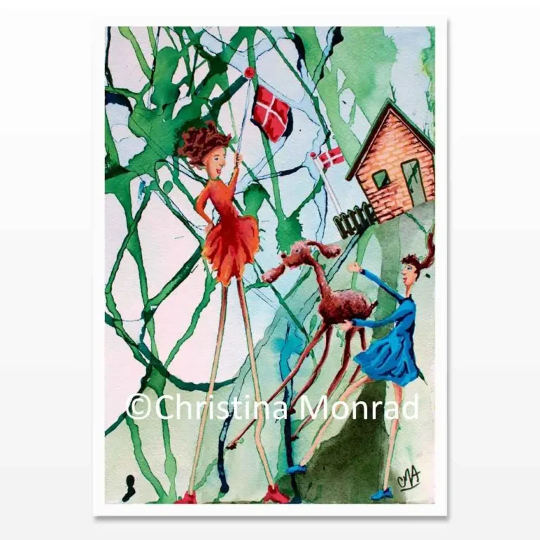 A5 lykønskningskort med motiv malet af Christina Monrad