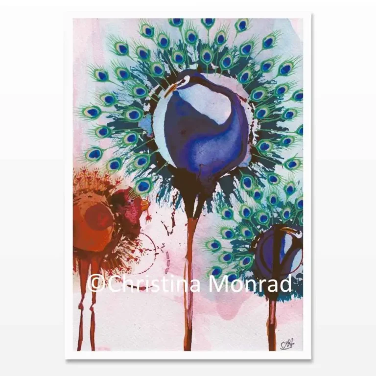 A5 kort med tuschballade motiv malet af Christina Monrad