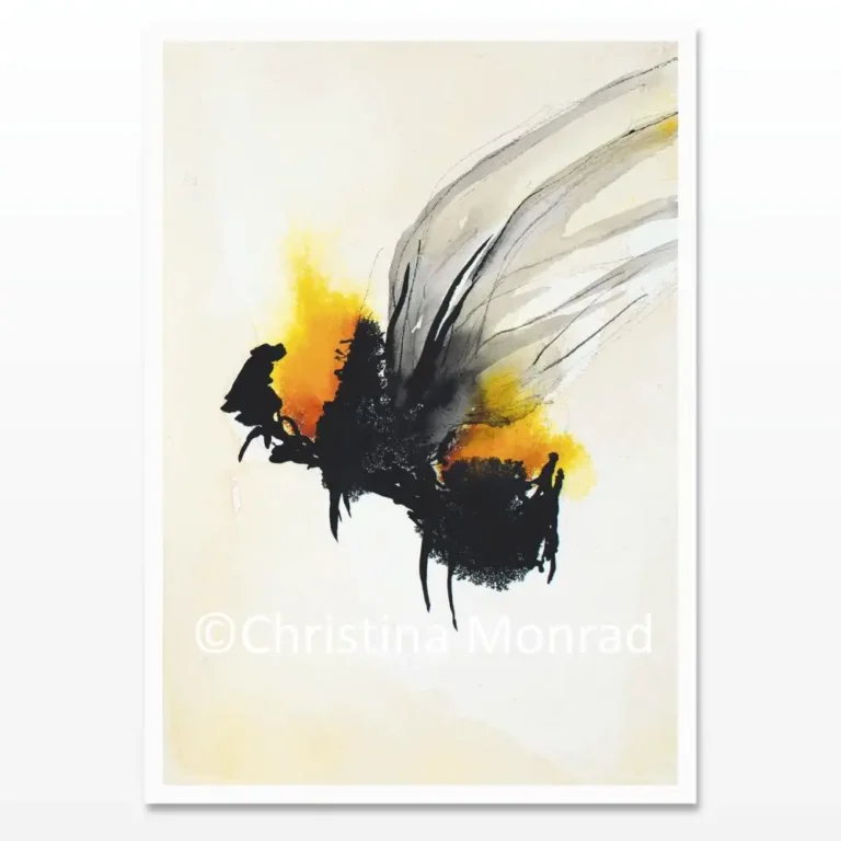 A5 kort med tusch motiv malet af Christina Monrad