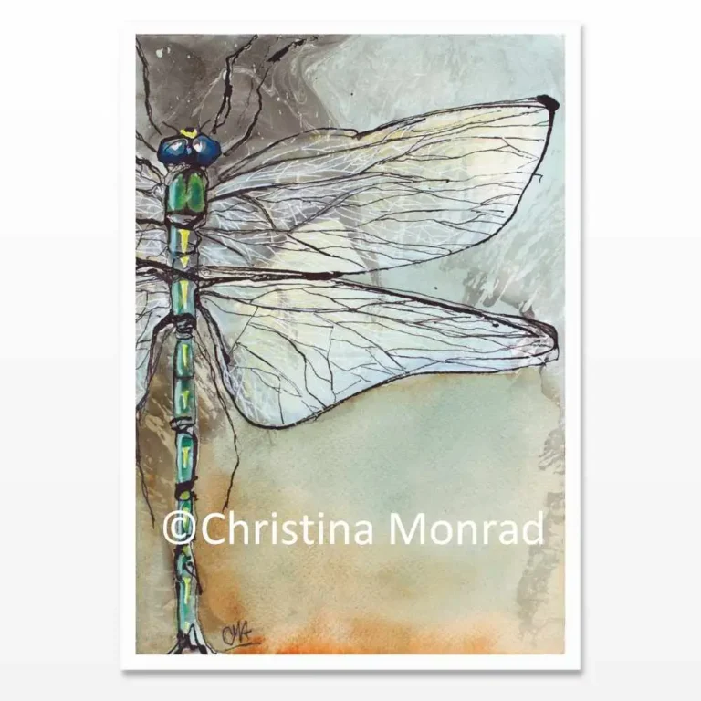 A5 kort med tusch motiv malet af Christina Monrad