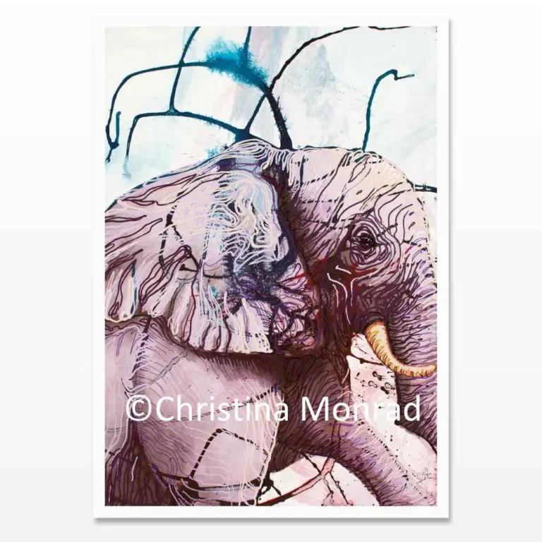 A5 kort med tuschballade motiv malet af Christina Monrad