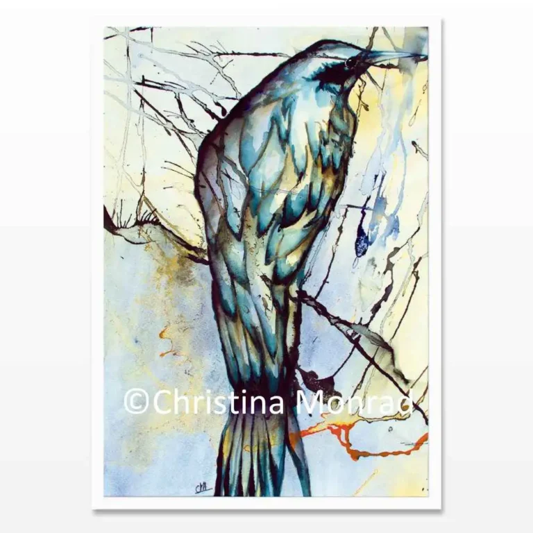 A5 kort med tuschballade motiv malet af Christina Monrad